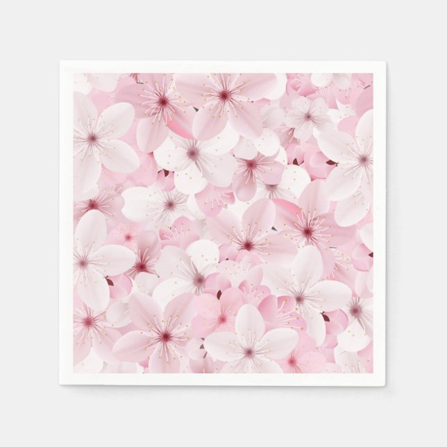 Pink Cherry Blossoms Napkin (Front)