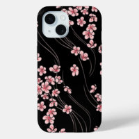 Pink Cherry Blossoms on Black Mouse Pad