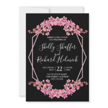 Pink Cherry Blossoms On Black Wedding