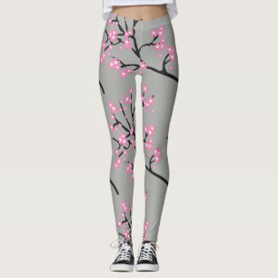Pink Cherry Blossoms on Branches Leggings