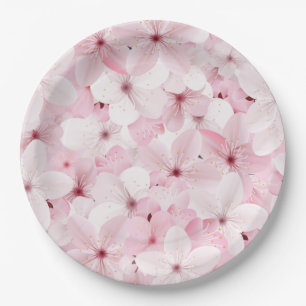 Pink Cherry Blossoms Paper Plate