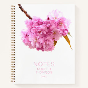 Pink Cherry Blossoms Personalised Floral Notebook