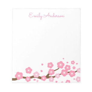 Pink Cherry Blossoms Personalised Notepad