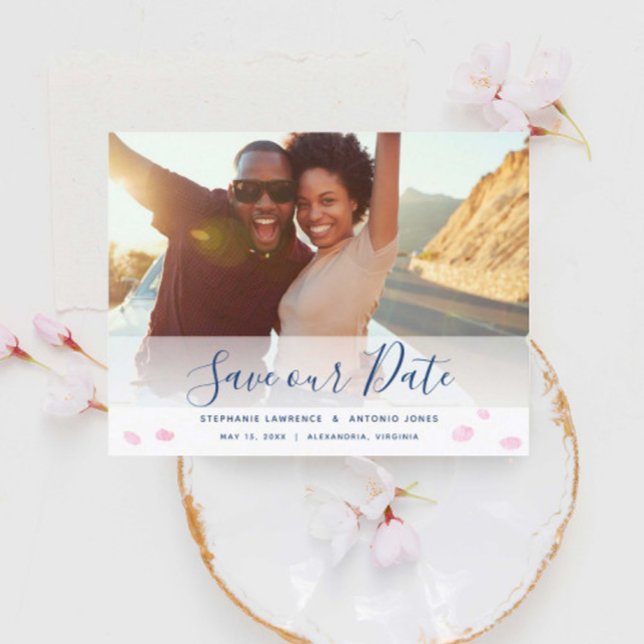 Pink Cherry Blossoms Photo Save The Date (Creator Uploaded)