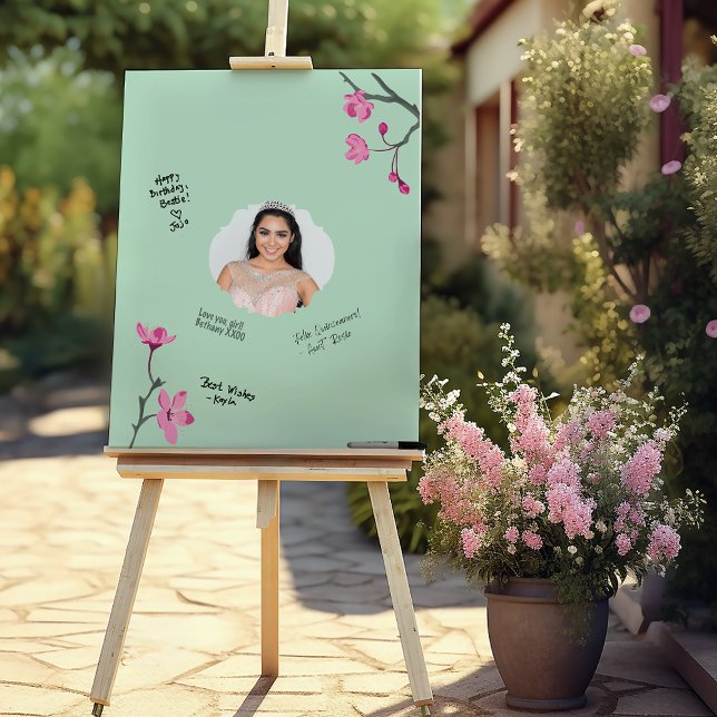 Pink Cherry Blossoms Photo Signatures Poster (Creator Uploaded)