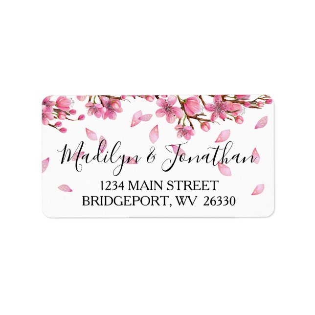 Pink Cherry Blossoms Return Address Label (Front)