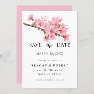 Pink cherry blossoms save the date
