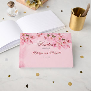 Pink Cherry Blossoms Spring Wedding Guest Book