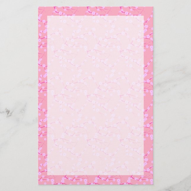 Pink Cherry Blossoms Stationery (Front)