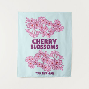 Pink cherry blossoms tapestry