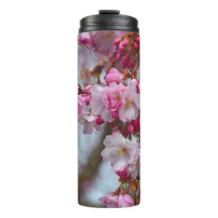 Pink cherry blossoms thermal tumbler