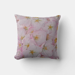 Pink cherry blossoms throw pillow