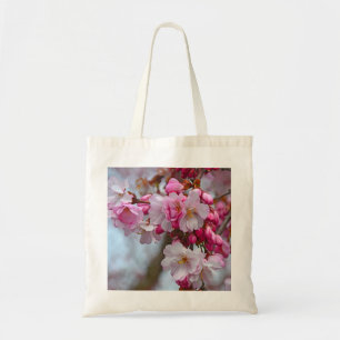 Pink cherry blossoms tote bag