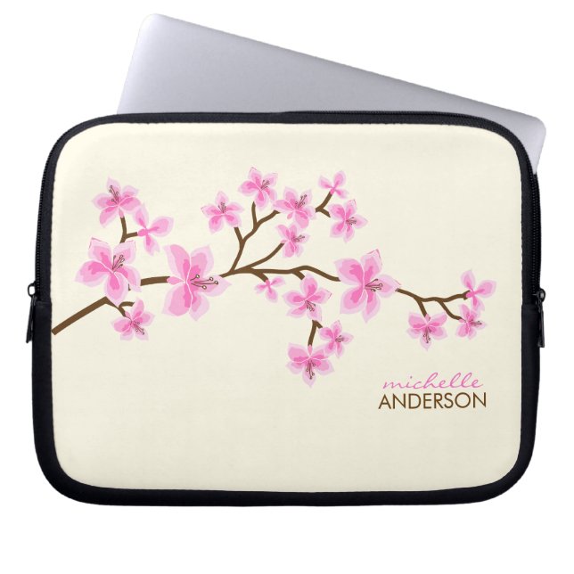 Pink Cherry Blossoms Tree Laptop Sleeve (Front)