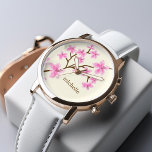 Pink Cherry Blossoms Watch<br><div class="desc">Beautiful floral design features an elegant and sweet illustration of a cherry blossoms or Japanese Sakura flowers and can be personalised with your name, monogram, initials, or any text of your choice for a very special gift!</div>