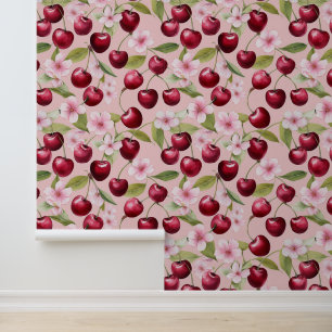 Pink Cherry Blossoms Watercolor Spring Floral Wallpaper