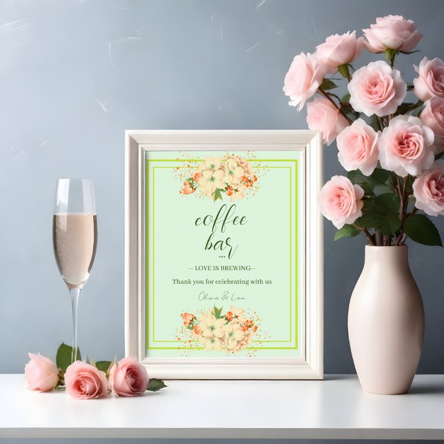 Pink Cherry Blossoms , Wedding Coffee Bar Poster (Creator Uploaded)
