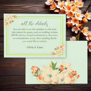 Pink Cherry Blossoms , Wedding Details Enclosure Card