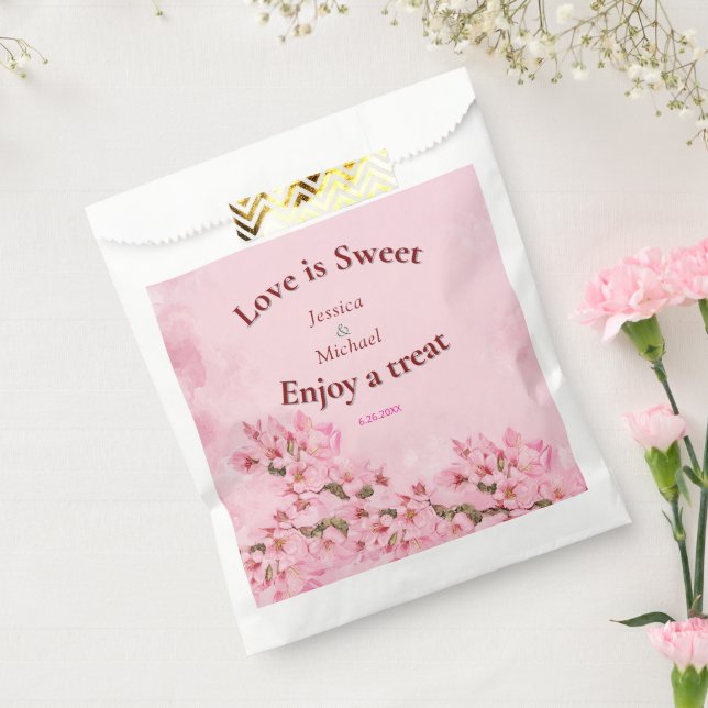Pink Cherry Blossoms Wedding  Favour Bags (Sealed)