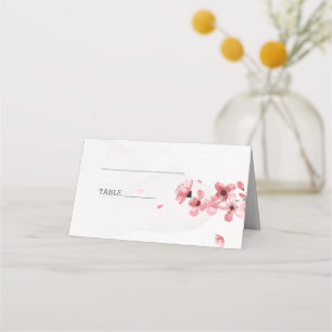 Pink cherry blossoms wedding floral place card