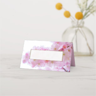 Pink Cherry Blossoms Wedding Folded Place Card