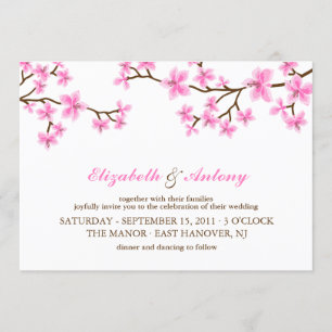Pink Cherry Blossoms Wedding Invitation