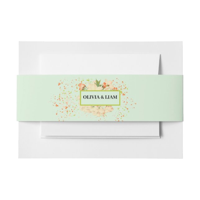 Pink Cherry Blossoms , Wedding  Invitation Belly Band (Front Example)