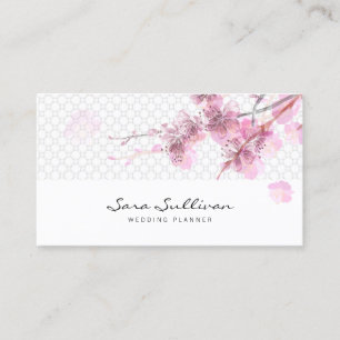 Pink Cherry Blossoms Wedding Planner Business Card