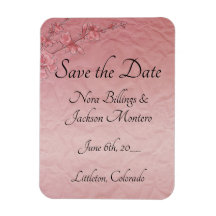 Pink Cherry Blossoms Wedding Save The Date Card