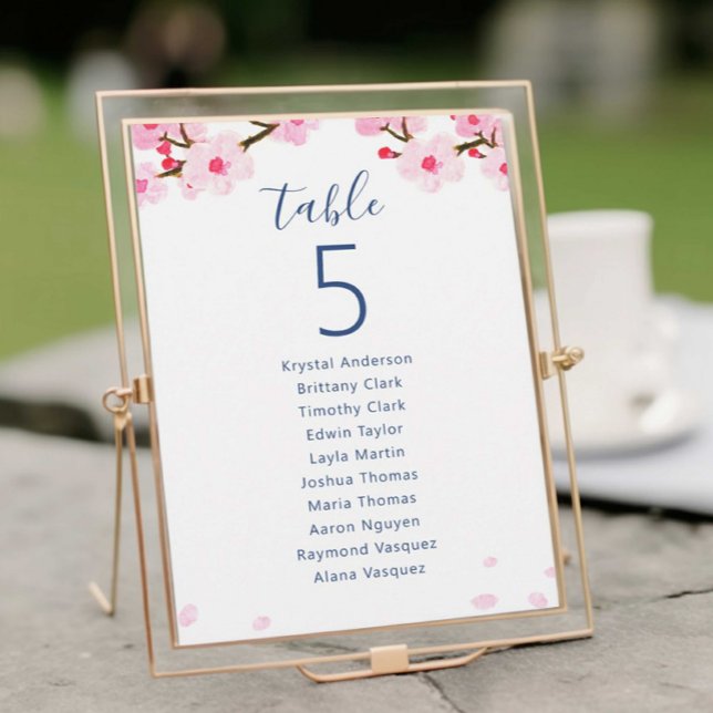 Pink Cherry Blossoms Wedding Seating Chart Card (Creator Uploaded)
