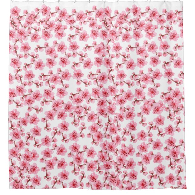 pink Cherry blosson Shower Curtain (Front)