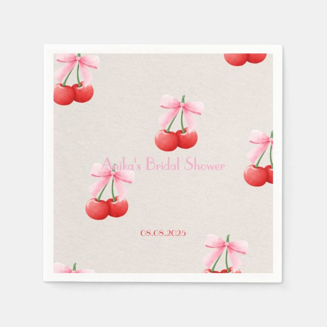pink cherry bridal shower collection napkin (Front)