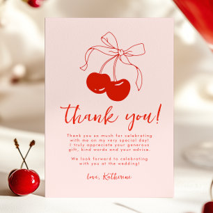 Pink Cherry Bridal Shower Thank You Card