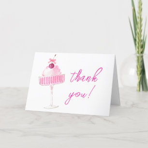 Pink Cherry Champagne Brunch Baby Shower Thank You Card