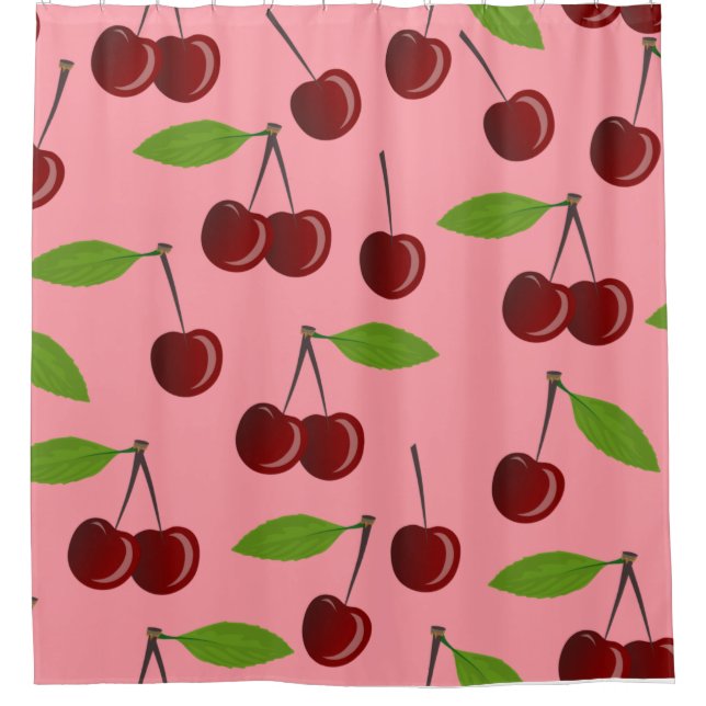 pink cherry cherries shower curtain (Front)