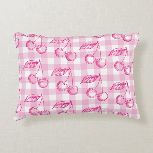 Pink Cherry Coquette Aesthetic Decorative Cushion (Front)