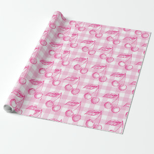 Pink Cherry Coquette Aesthetic Wrapping Paper