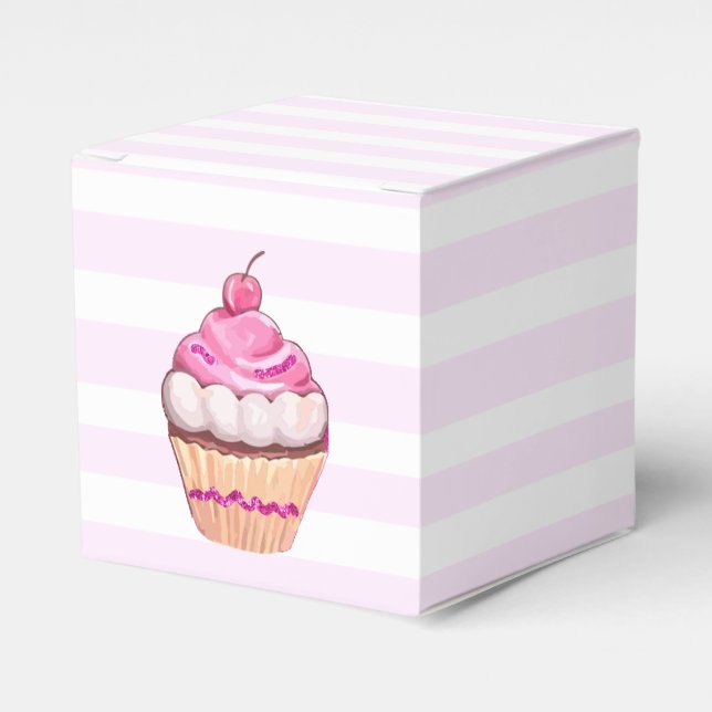 Pink Cherry Cupcake Box (Front Side)