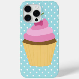 Pink Cherry Cupcake Illustration iPhone 15 Pro Max Case