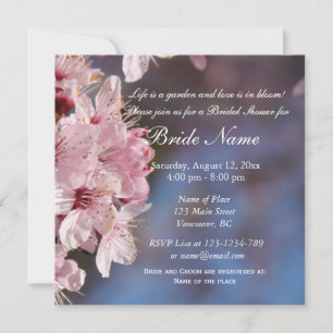 Pink cherry  flowers bridal shower invitation