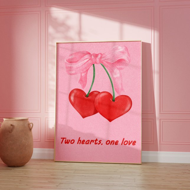 Pink Cherry Heart Romantic Coquette Wall Poster (Creator Uploaded)