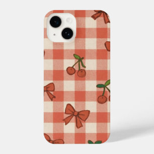 "Pink Cherry & Ribbon Pattern Phone Case – Cute 