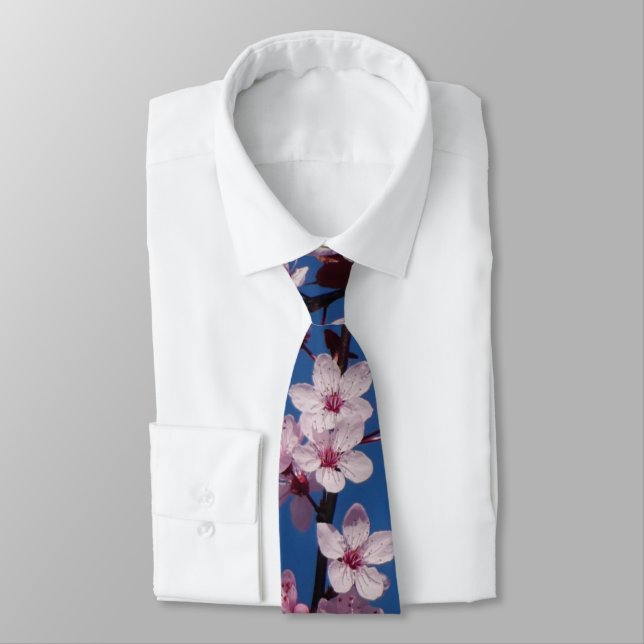 Pink Cherry Tree Blossom Tie (Tied)