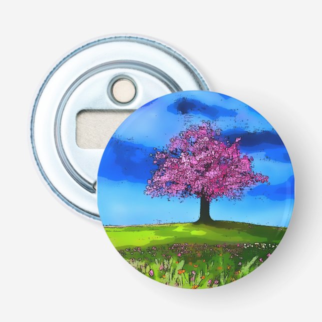 Pink Cherry Tree Bottle Opener (Front)