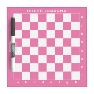 Pink chess board game dry erase panel for lessons