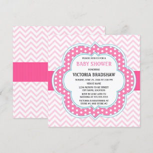 Pink Chevron Baby Shower Invitation