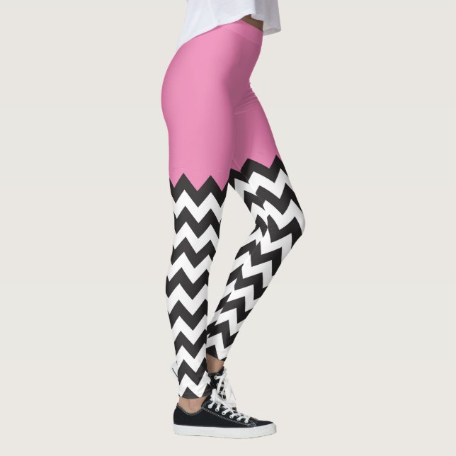 Pink Chevron Blocking pattern Leggings (Right)