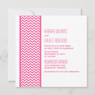 Pink Chevron Border Wedding Invite