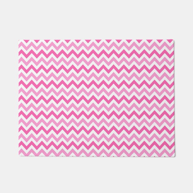 Pink Chevron Breast Cancer Awareness Pattern Doormat (Front)