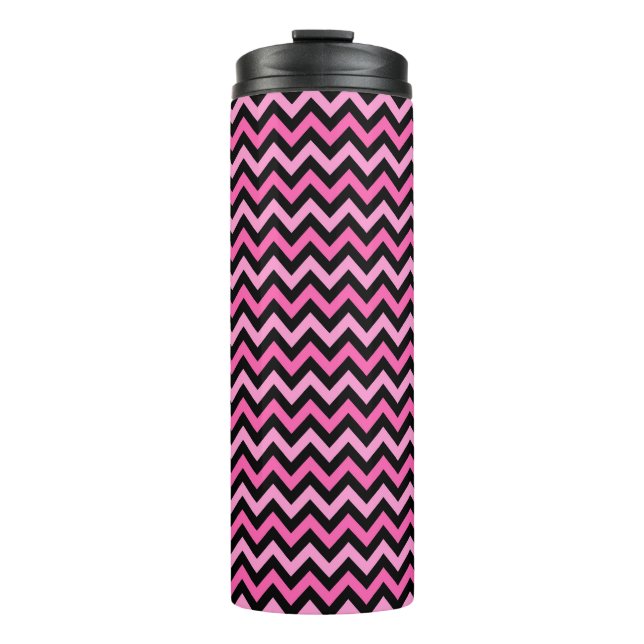 Pink Chevron Breast Cancer Awareness Pattern Thermal Tumbler (Front)